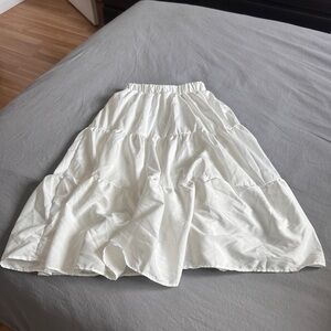 White Tiered Midi Skirt - Women's